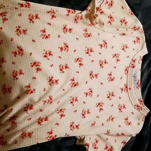 cute cream shirt with floral pattern size small